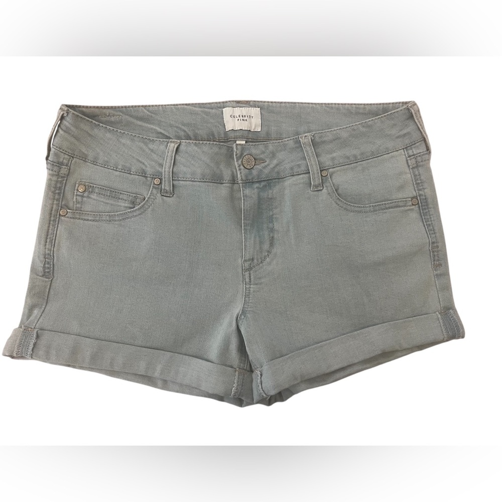 Celebrity Pink Jean Shorts Light Wash Cuffed Stretch Denim Low Rise Size 11/30